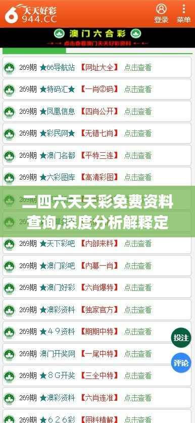 二四六天天彩免费资料查询,深度分析解释定义_网页版8.518